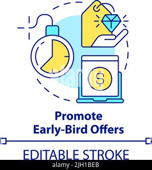 „Early Bird“-Angebote bewerben – Konzeptsymbol Stock Vektor