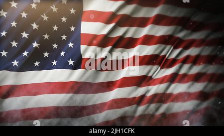 Flagge Amerikas Nahaufnahme, 3D Rendering Stockfoto