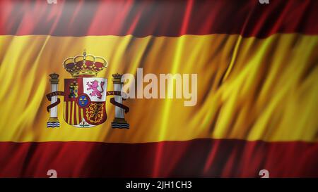 Flagge von Spanien Nahaufnahme, 3D Rendering Stockfoto