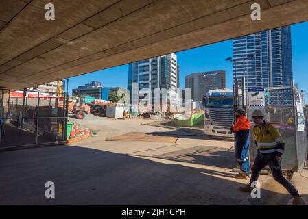 Auf dem Gelände des neuen Powerhouse Parramatta, einem $915 Millionen-Millionen-Museumsprojekt für die Stadt Parramatta im Westen Sydneys, Australien, wurden bereits erste Erdarbeiten begonnen. Stockfoto