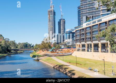 Auf dem Gelände des neuen Powerhouse Parramatta, einem $915 Millionen-Millionen-Museumsprojekt für die Stadt Parramatta im Westen Sydneys, Australien, wurden bereits erste Erdarbeiten begonnen. Stockfoto