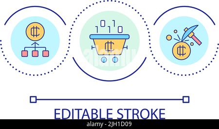 Krypto-Mining-Loop-Konzept-Symbol Stock Vektor