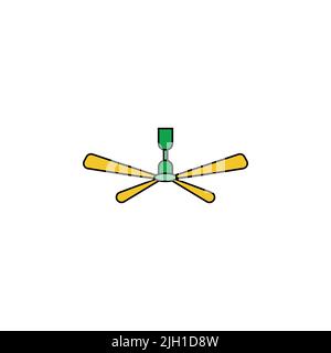 Deckenventilator mit Symboldesign. Deckenventilator mit Licht. Symbol für Vektorfarbe auf weißem Hintergrund isoliert. Symbol für Deckenventilator. Vektor-Symbol für Farbventilator für w Stock Vektor