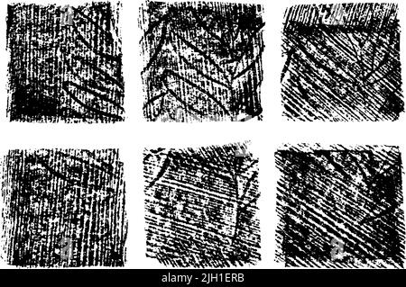 Schwarze raue Kante Quadrate handgezeichnete Sammlung. Stock Vektor