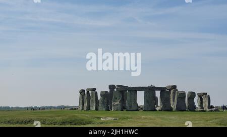 Eine Luftaufnahme des prähistorischen Denkmals Stonehenge in Wiltshire Stockfoto