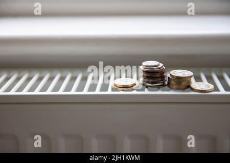 Lebenshaltungskosten-Krise. Geld für eine Heizkörperheizung zu Hause
