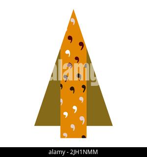 Vektor Cartoon dreieckigen Weihnachtsbaum. Geometrische Tanne isoliert auf weißem Hintergrund. Festliche Boho Farbe Kommas Ornament. Skandinavisches Symbol für Stock Vektor