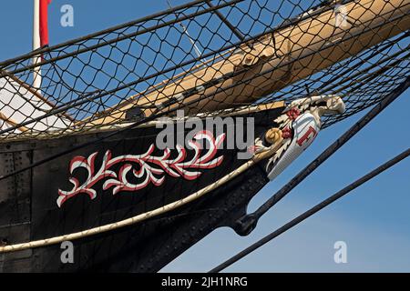 Bow, Museumsschiff Passat, Priwall, Travemünde, Lübeck, Schleswig-Holstein, Deutschland Stockfoto