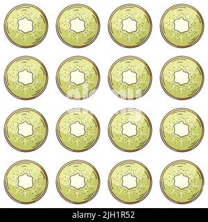 Nahtloses Muster für Küche, Restaurant oder Geschäft. Kiwi. Abbildung im Handzeichnen-Stil. Kann für Stoff, Verpackung, Verpackung usw. verwendet werden Stock Vektor