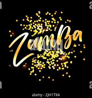 Zumba Dance Studio Text. Kalligraphie Wort Banner Design. Aerobe Fitness. Vektor-Handschriftzug Illustration auf weißem Hintergrund. Stock Vektor