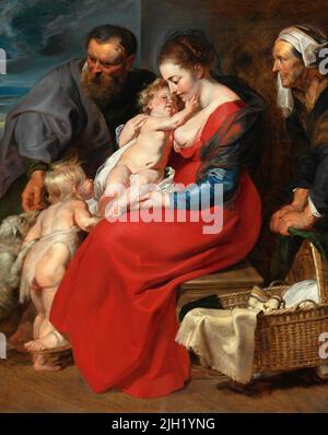 Die Heilige Familie mit den Heiligen Elisabeth und Johannes dem Täufer. Peter Paul Rubens c. 1615. Stockfoto