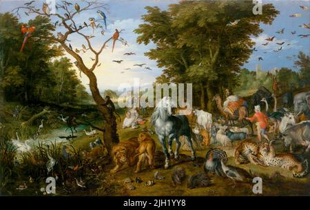 Der Eintritt der Tiere in die Arche Noah. Jan Brueghel der Ältere. 1613. Stockfoto