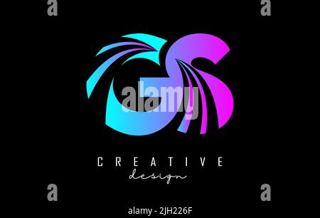 Kreatives, farbenfrohes GS g s-Logo mit aufführenden Linien und Straßenkonzept. Buchstaben mit geometrischem Design. Vektorgrafik mit Buchstabe und Cu Stock Vektor