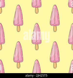 Eiscreme mit nahtlosem Muster. Beereneis. Niedliches Sommermuster. Drucken für Stoffdesign Stock Vektor