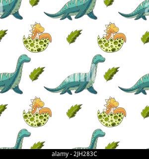 Niedliche lustige Dinosaurier-Muster. Aufdruck für Jungen. Dinosaurier Vektor Hintergrund. Drucken Stock Vektor