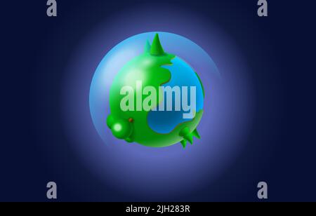 Planet Öko grüne Erde, Weltraumobjekt. Vektorgrafik Stock Vektor