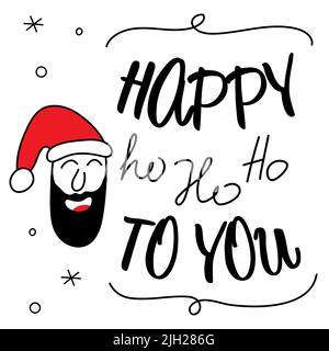 Frohe Weihnachten Köpfe Weihnachtsmann oder Elfen Zeichen, Avatar oder Porträt mit Schriftzug HAPPY HO HO HO zu IHNEN. Der x-Mas schwarz und rot Vektor Stock Vektor