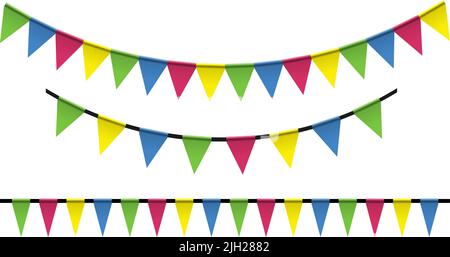 Farbenfrohe Girlanden auf weißem Hintergrund isoliert, Vektorgrafik Stock Vektor
