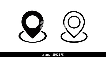 PIN-Symbol festgelegt. Vektor des Standortsymbols. Symbol des Ziels. Kartennadelsatz der Position singt in einem flachen Stil. Schwarze Geo-Position singt. vektor-Illustration des Stock Vektor