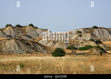 Landschaft von Calanchi lucani in Aliano, Provinz Miera, Region Basilicata in Italien Stockfoto