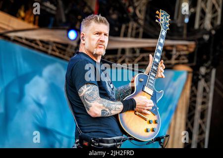 Oslo, Norwegen. 23., Juni 2022. Die amerikanische Metalband Mastodon spielt ein Live-Konzert während des norwegischen Musikfestivals Tons of Rock 2022 in Oslo. Hier ist Gitarrist Bill Kelliher live auf der Bühne zu sehen. (Foto: Gonzales Photo - Terje Dokken). Stockfoto