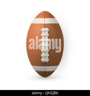 American Football Ball auf weißem Hintergrund. 3D realistischer Rugby-Ball. Vektorgrafik. Stock Vektor