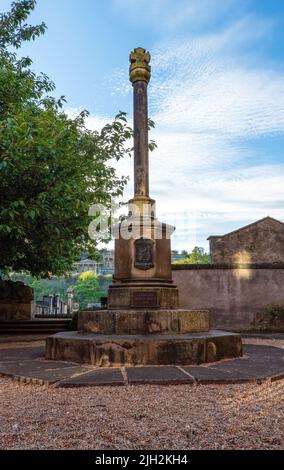 Canongate Mercat Cross auf dem Gelände der Canongate Church Grounds, Canongate, Royal Mile, Edinburgh, Schottland, UK Stockfoto