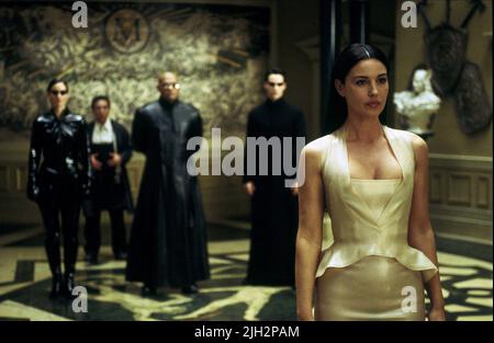 MOSS,KIM,FISHBURNE,REEVES,BELLUCCI, DIE MATRIX NEU GELADEN, 2003 Stockfoto