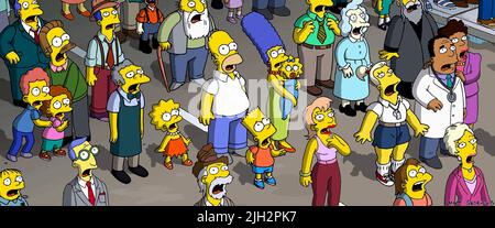 FLANDERS,FLANDERN,FLANDERN,MOE,SIMSON,SIMPSON,SIMPSON,SIMPSON,SIMPSON,HIBBERT, THE SIMPSONS FILM, 2007 Stockfoto