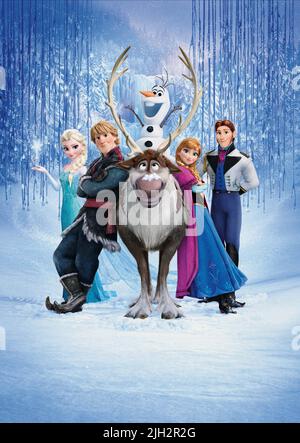 ELSA,KRISTOFF,OLAF,SVEN,ANNA,HANS, EINGEFROREN, 2013 Stockfoto