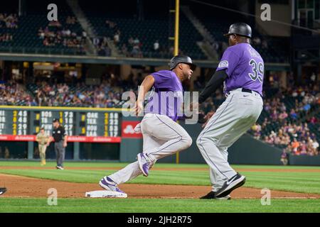 Denver CO, USA. 13.. Juli 2022. Colorado Catcher Elias Diaz (35)) spielt mit San Diego Padres und den Colorado Rockies auf dem Coors Field in Denver Co. David Seelig/Cal Sport Medi den dritten Platz. Kredit: csm/Alamy Live Nachrichten Stockfoto