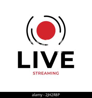 Symbol für Live-Streaming mit roter Taste. Flaches Design. Vektorgrafik Stock Vektor