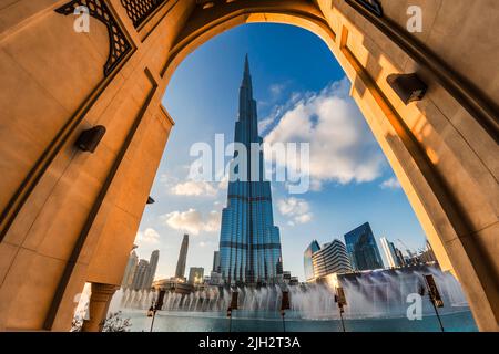 Nahaufnahme des Burj Khalifa, Dubai, Vereinigte Arabische Emirate Stockfoto