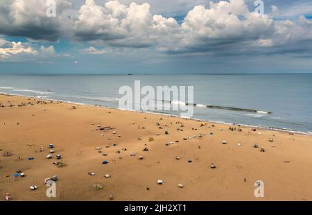 Luftaufnahme des Marina Beach in Chennai, Tamilnadu, Indien Stockfoto