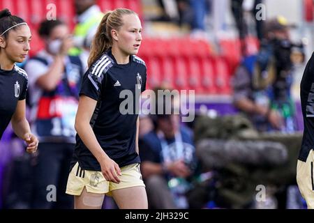 Rotherham, Großbritannien. 14.. Juli 2022. ROTHERHAM, VEREINIGTES KÖNIGREICH - 14. JULI: Peli Delacauw aus Belgien während des Spiels der Gruppe D - UEFA Women's EURO 2022 zwischen Frankreich und Belgien im New York Stadium am 14. Juli 2022 in Rotherham, Vereinigtes Königreich (Foto von Joris Verwijst/Orange Picics) Credit: Orange Pics BV/Alamy Live News Stockfoto