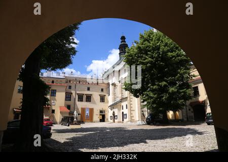 Krakau.K rakow. Polen. Ein Hof des Prämonstratenserklosters der Norbertinischen Schwestern (Klasztor Norbertanek) im Stadtteil Salwator.Barock aus dem 17.. Jahrhundert Stockfoto