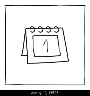 Doodle Kalender 1. des Monats Symbol von Hand gezeichnet mit dünnen Linie Stock Vektor