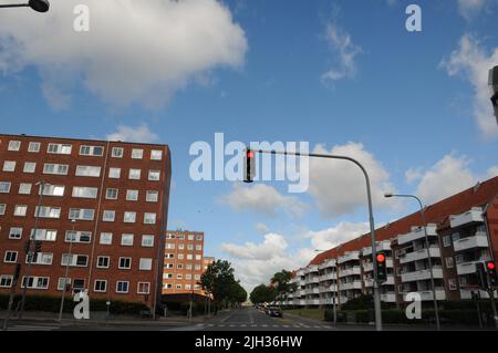 Kastrup/Kopenhagen/Dänemark/14. Juli 2022/ Ampeln an der Ecke Alleen und Kastruplundgade in Kastrup Kopenhagen. (Foto. Francis Dean/Dean Pictures. Stockfoto