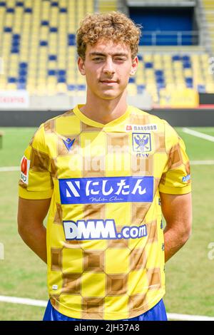 Belgien. 14.. Juli 2022. Mathias Delorge von STVV posiert für den Fotografen beim Fotoshooting 2022-2023 des belgischen Jupiler Pro League Clubs Sint-Truidense VV STVV, Donnerstag, 14. Juli 2022 in Sint-Truiden. BELGA FOTO TOM GOYVAERTS Kredit: Belga Nachrichtenagentur/Alamy Live News Stockfoto