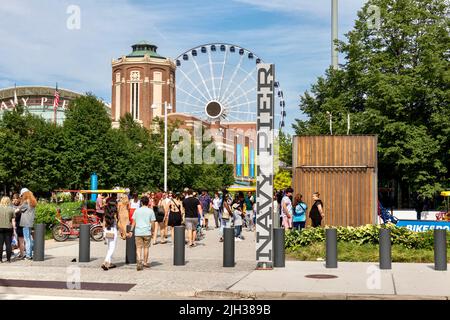 Eintritt zum Navy Pier in Chicago, Illinois, USA Stockfoto