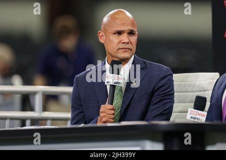 Baylor Bears Cheftrainer Dave Aranda trifft sich während des Big 12 Football Media Day mit den Medien. Mittwoch, 13. Juli 2022, in Arlington, TX. (Mario Terrell Stockfoto