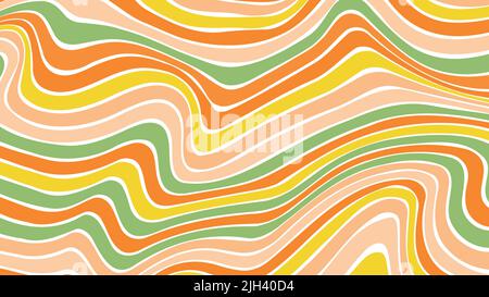 Säure Welle Regenbogen Linie Hintergründe in 1970s 1960s Hippie-Stil. Y2K Tapeten-Muster Retro-Jahrgang 70s 60s Groove. Psychedelische Poster Hintergrund Stock Vektor