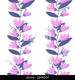 Florale nahtlose Cartoon-Blumenmuster zum Einwickeln von Papier und Stoffen und Accessoires und Kleidung drucken und Kinder. Hochwertige Illustration Stockfoto