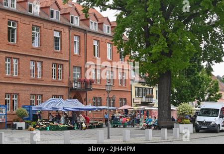 Zossen, Deutschland. 30.. Juni 2022. Das Rathaus der Stadt Zossen im Bezirk Teltow-Fläming. Zossen in Brandenburg gilt aufgrund seiner niedrigen Unternehmenssteuer als Steueroase. (To dpa 'Berlin will Steueroasen in Brandenburg entleeren') Quelle: Patrick Pleul/dpa/Alamy Live News Stockfoto