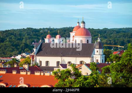 Blick auf die orthodoxe Kirche des Heiligen Geistes, Vilnius Stockfoto