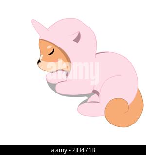 shiba inu, die im Schlafanzug schlafen, rutschen Stock Vektor