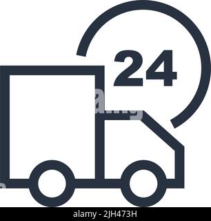 LKW-Symbol für 24-Stunden-Lieferung. Bearbeitbarer Vektor. Stock Vektor