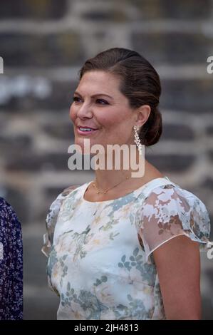 Oland, Schweden. 14.. Juli 2022. Kronprinzessin Victoria von Schweden während der Geburtstagsfeier der Kronprinzessin Victoria von Schweden zum 45.. Geburtstag am 14. Juli 2022 auf Schloss Borgholm in Oland, Schweden. Foto von Stefan Lindblom/Stella Pictures/ABACAPRESS.COM Quelle: Abaca Press/Alamy Live News Stockfoto