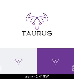 Horned Animal Bull Taurus Ziege Monoline Logo Stock Vektor