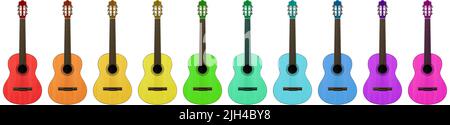Klassische Gitarre Colofrul Serie isoliert auf Weiß Stockfoto
